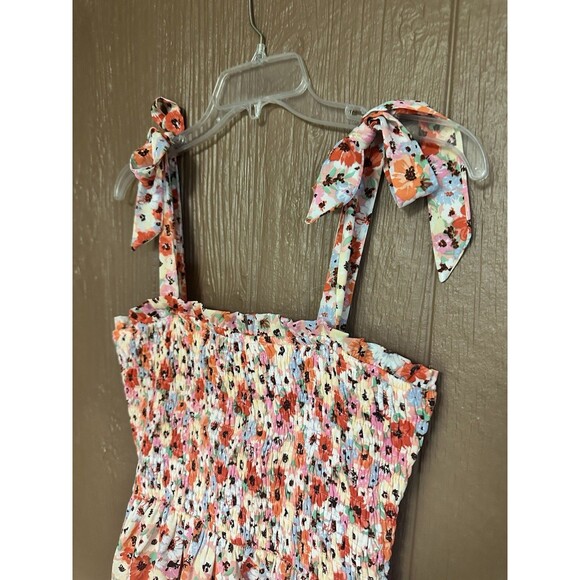 Altar'd State Tiered Floral Mini Dresse Size Large Tie Straps Stretch Ruffle‎ - Picture 2 of 7